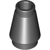 Lego kostka (kostička) kužel 1x1 s drážkou nahoře, černá (4518219, 4529236)